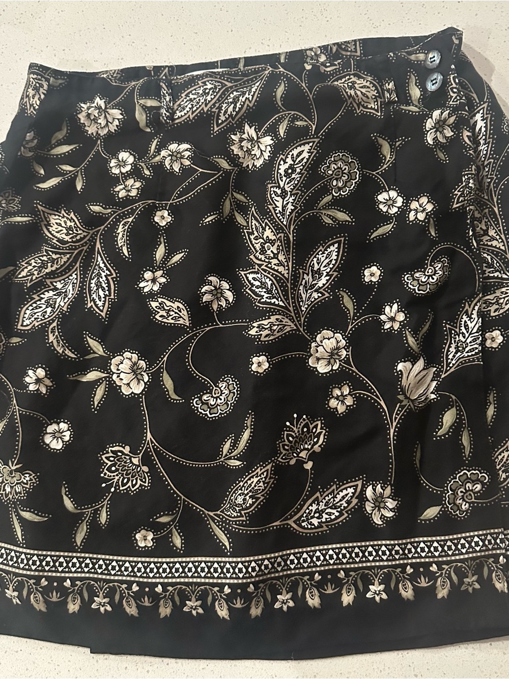 Talbots Black Floral Print Mini Skirt